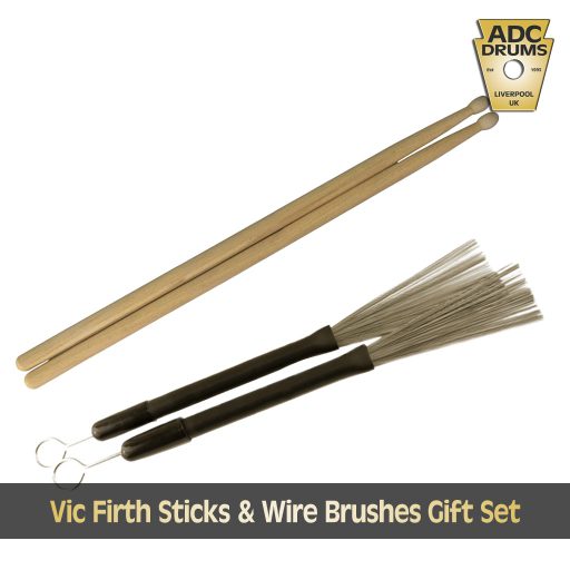 Vic Firth sticks and wire brushes gift set.