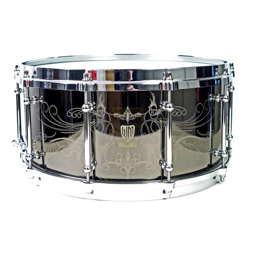 WorldMax-Black-Brass-engraved-14x65-Snare-Drum